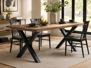 Pieds de meubles en métal en forme de X OEM ODM, 28 pouces, pieds de table à manger en acier robuste, pieds de banc, noir, style industriel, lot de 2 EDPTBL002 - Product Image 1