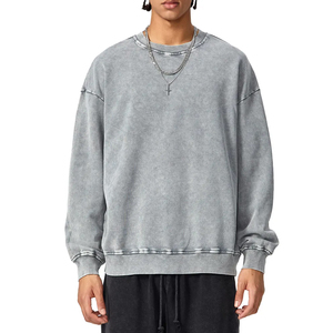 Custom <b>Men</b> Women Acid Wash Sweatshirt Oversized Vintage Crewneck Streetwear OEM ODM Factory Supply - Product Image 1
