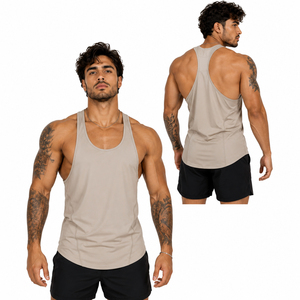 Custom Mens Stringer Tank Top Gym Workout Bodybuilding Racerback Sleeveless Fitness Vest Athletic Training <b>Singlet</b> - Product Image 4