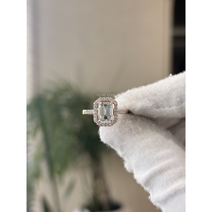 Exclusive Emerald Cut Lab Created Diamond Halo Vintage <b>Ring</b> 1.90 Carat EF VVS VS Solid Gold <b>Fine</b> Jewelry Romantic Gift - Product Image 4