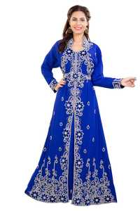 Moroccan Islamic Handmade Lightweight Velvet <b>Kaftan</b> 2-Piece Set Crystal Hijab Plus Size Floor Length Long Sleeves Flared Hem - Product Image 5