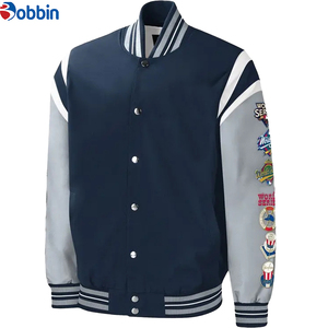 Veste universitaire unisexe, veste universitaire marine pour homme, design avec patch des champions du monde, style preppy, col rabattu, coupe classique - Product Image 4