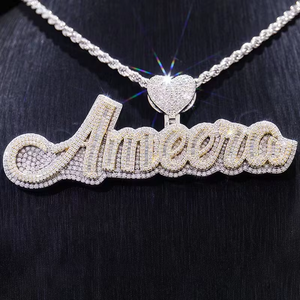 <b>Custom</b> <b>Name</b> <b>Necklace</b> Iced Out Letter Pendant Micro Pave Moissanite Hip Hop Personalized Sterling Silver Jewellery Gift for Women - Product Image 3