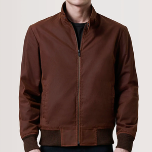 Chaqueta Bomber Marrón Unisex Profesional, Cortavientos de Primera Calidad con Cuello Alto, Estilo Minimalista y Elegante, Ropa Casual de Alta Gama - Product Image 3