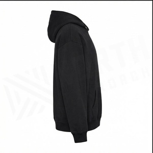 Sudadera con Capucha Oversize Negra North Approach para Hombre, de Algodón y Felpa, Casual, con Bolsillo Frontal y Estampado de Letras, Estilo Otoñal - Product Image 3