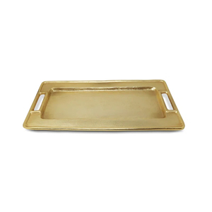 Bandeja rectangular de aluminio crudo hecha a mano con asas de lazo, plato decorativo largo de metal para decoración del hogar y eventos - Product Image 5