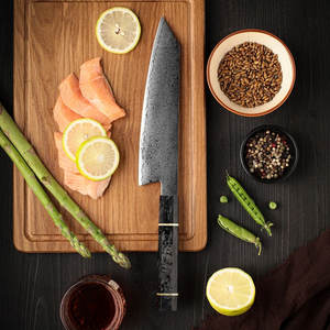 Cuchillo de Chef Profesional LEGACY BLADES de Damasco, 8 Pulgadas, Forjado a Mano, Moderno, Ambidiestro, Apto para Lavavajillas, con Mango de Resina Afilado, para el Hogar - Product Image 6