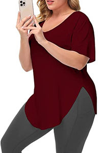 Camiseta de punto extragrande personalizada al por mayor para mujer, camiseta de algodón para mujer - Product Image 5