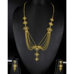 Ecklace-Conjunto de joyería de Latón chapado en oro puro, collar de alta calidad con diseño de los UAE Dubai - Product Image 4