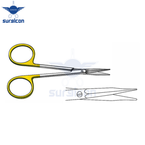 Ciseaux chirurgicaux Siegert 11,5 cm (4-1/2 pouces) droits à découper, en carbure de tungstène TC doré, en acier inoxydable - Product Image 6