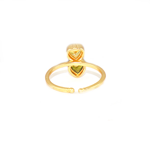 Royal Design Cubic Zirconia Gemstone Heart Shape Double Stone <b>24K</b> <b>Gold</b> Plated Free Size <b>Ring</b> Jewelry For Women Wholesale Bulk - Product Image 3