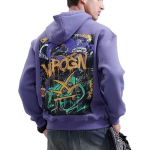 Sudadera con Capucha Morada para Hombre, Logotipo de Estrella Bordado, Corte Regular, Informal, de Algodón French Terry, para Otoño, OEM 2026 - Product Image 2