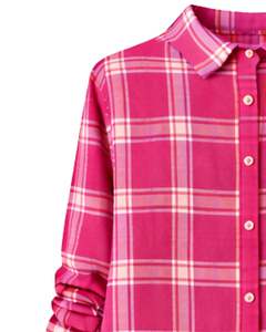 Vestido Camisero a Cuadros Rosa Personalizado para Mujer, Manga Larga, Cierre de Botones, Midi, Casual, Holgado, de Algodón Tejido, con Bolsillos Delanteros, para Uso Diario - Product Image 4