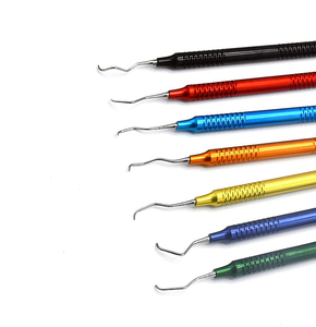 Juego de 7 Piezas de Curetas Dentales Multicolores Gracey, Instrumentos Dentales Manuales de Clase I, Aprobados por CE e ISO, de Acero Inoxidable - Product Image 4