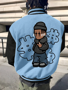Chaqueta Varsity Personalizada para Hombre, Chaqueta de Béisbol con Logotipo Estampado, Cuerpo de Lana, Mangas de Cuero, Ropa Urbana Unisex, Chaquetas Casuales - Product Image 3