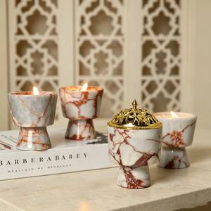 Quemador de Incienso de Mármol con Tapa Dorada, Difusor de Aromaterapia para Decoración del Hogar - Product Image 2