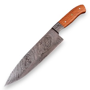 Couteau de chef professionnel en acier Damas de qualité industrielle, manche intégral, bois + époxy, ambidextre, 8 pouces - Product Image 1