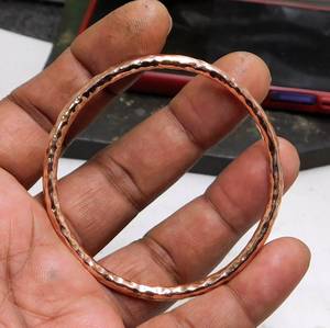 Belladec Hand Hammered Red <b>Copper</b> <b>Bangle</b> Bracelet Classic Minimalist Round Cuff Elegant Artisan Jewelry Women's <b>Bangles</b> - Product Image 4