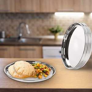 Ensemble d'assiettes rondes en acier inoxydable de qualité alimentaire, réutilisables et durables, pour la maison, les restaurants et les hôtels - Product Image 3