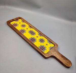 Bandeja de Servir Rústica de Madera de Mango Directo de Fábrica con Bandeja de Servir Esmaltada Impresa Personalizada para Comida, Postres y Frutos Secos - Product Image 3