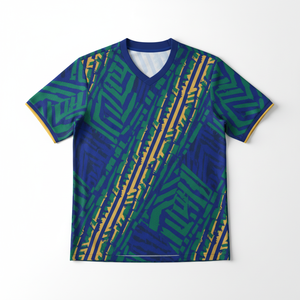 Maillots de football personnalisés en gros – Uniformes d'été en polyester uni à séchage rapide, respirants, col en V, manches courtes pour équipes - Product Image 6