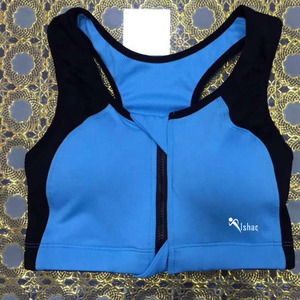 Soutien-gorge de sport pour femme rose et noir en spandex, dos nageur, maintien élevé, coussinets amovibles, sans coutures, respirant, avec fermeture éclair frontale, pour fitness et yoga - Product Image 3