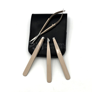 Juego de Pinzas para Cejas de Acero Inoxidable de Alta Calidad RMI, Diseño Inclinado Ligero, 1.5 mm de Grosor, para Extensión de Pestañas - Product Image 5