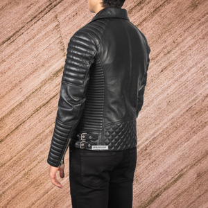 Chaquetas acolchadas de cuero negro genuino para hombre Vintage de alta calidad Casual estilo ciclista clásico al aire libre senderismo chaquetas de aspecto real - Product Image 5