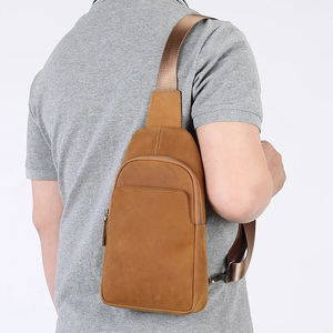 Bolso de pecho minimalista para hombre, bolso de hombro de microfibra, cuero sintético, cierre de cremallera, a la moda, uso diario, para todas las estaciones - Product Image 6