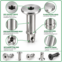 Vis à tête hexagonale à quart de tour pour panneau d'accès rapide, fixation personnalisée OEM, vis à quart de tour 1/4
