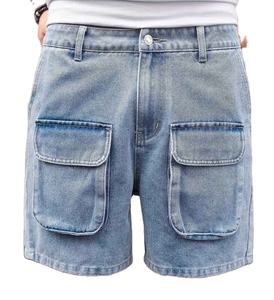 ผลิตกางเกงยีนส์ขาสั้นลำลองคุณภาพสูงสำหรับผู้ชาย ผ้าฝ้าย 100% มีกระเป๋าหลายช่อง ทรงหลวม - Product Image 3