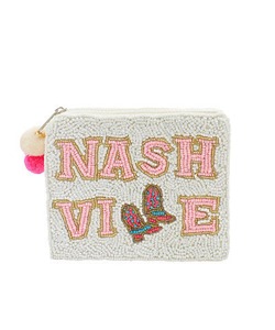 NASH Stacked Letter <b>Beaded</b> Pouch Vertical Nashville Boutique Coin Purse Western Bachelorette Pouch Bag Charm Handmade Artistry - Product Image 2