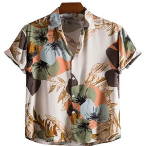Camisa de algodón antiarrugas ajustada para hombre, cuello alto con botón a rayas, informal, negocios, vacaciones en la playa, manga corta, transpirable - Product Image 3