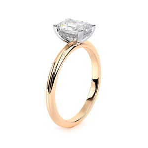 Anillo de Compromiso Solitario de Diamante Cultivado en Laboratorio con Corte Radiante de Oro Sólido de 14K, Chapado en Rodio Vintage, Certificado IGI, Rectangular - Product Image 3
