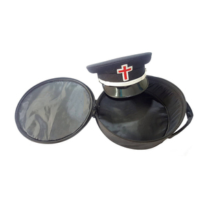 Étui de transport rond personnalisé rouge pour casquette de maçonnerie, sac de rangement à fermeture éclair avec poignée pour les insignes et couvre-chefs maçonniques - Product Image 3