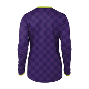 T-shirt à manches longues à carreaux violets pour hommes, col rond, bordure vert lime, pull décontracté - Product Image 3
