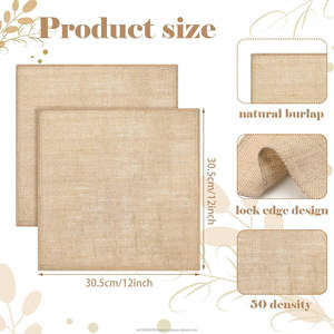 Tissu en toile de jute 100% naturel, écologique, durable, biodégradable, largeur 12x12 pouces, 9 oz, nappes en toile de jute pour mariage - Product Image 4
