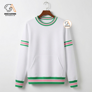 <b>Women's</b> <b>White</b> Greek Clothing Apparel Crewneck Fleece Sweatshirt Front Pocket Eco-Friendly Quick Dry Breathable 100% Cotton - Product Image 1