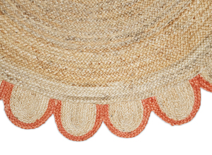 Tapis rond extra large NYKO MART fait main en jute 100% biologique, style bohème, écologique, couleur unie, sur mesure, à bords festonnés - Product Image 2
