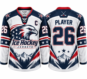 Maillots de hockey sur glace personnalisés sublimés, col en V, manches longues, pour joueur adulte (taille 26), en maille respirante, toutes saisons - Product Image 1