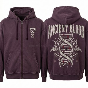 เสื้อฮู้ดดี้สีเทาอมน้ำตาลลายพิมพ์พฤกษศาสตร์สไตล์แวมไพร์สำหรับผู้ชาย เสื้อผ้าสตรีทแวร์ทรงโอเวอร์ไซส์ หนานุ่ม สไตล์วินเทจ จากผู้ขายเสื้อผ้า - Product Image 6