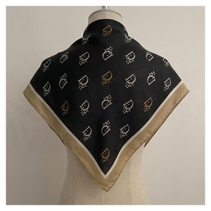 Women's Square <b>Silk</b> Scarf Letter Print Elegant Multi-Functional Fashion Accessory All Seasons - Product Image 4