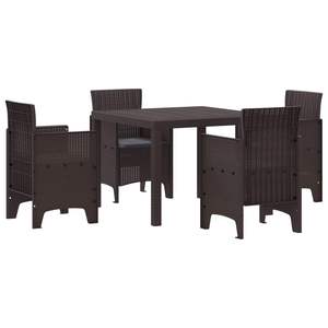 Juego de comedor de jardín de polipropileno marrón de 5 piezas - Product Image 1