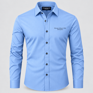 Khawaja Rafique Ullah <b>Men's</b> Blue Formal Dress <b>Shirt</b> Breathable <b>Long</b> <b>Sleeve</b> Turn Down Collar <b>Men's</b> blue formal dress <b>shirt</b> - Product Image 1