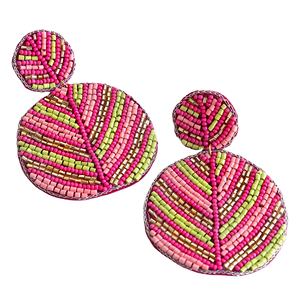 Pendientes de moda divertidos y elegantes para niñas, hechos a mano, coloridos, con cuentas de semillas, en forma de flor, chapados en plata. - Product Image 5