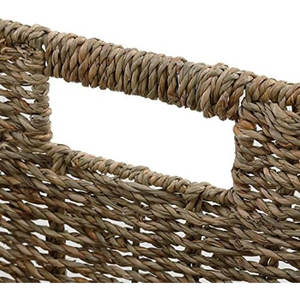 Lot de 2 paniers décoratifs en jonc de mer tissé avec poignées de transport pour le rangement et l'organisation Paniers de rangement en osier - Product Image 5