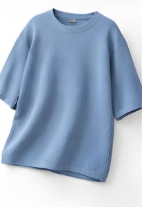 OEM Custom 240 GSM Cotton <b>Waffle</b> TShirt Oversized Drop Shoulder Streetwear Tee Wholesale Export Quality - Product Image 5