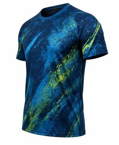 T-shirt personnalisé pour homme à manches courtes, col rond, impression par sublimation, imprimé abstrait, séchage rapide, tricoté en polyester, coupe ajustée, style sportif - Product Image 4