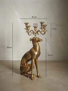 Candélabre Chien à Flamme Discrète 69cm de Hauteur Décoration Maison Porte-Bougie en Métal Durable Style Art Déco - Product Image 1
