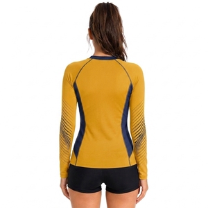 <b>Women</b> Long Sleeve Rash Guard Color Blocked Quick Dry Stretch <b>Swim</b> Top Quality Premium Style - Product Image 2